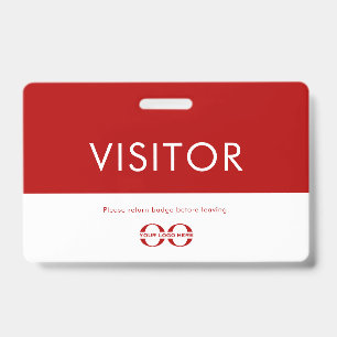 Custom Red Company Logo Visitor Badge ID Badge