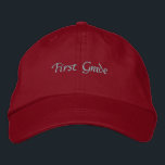 Custom Red First Grade Text Student Red Colour Hat<br><div class="desc">First Grade Text Name Hats or Caps

Student Hat with Rose Colour Text

Lovely and Comfortable Red Colour Hat</div>