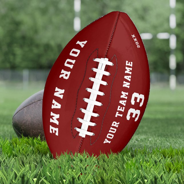 Custom Red Football with Name Number Team Name (Creator Uploaded)