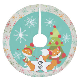 Custom Red Fox Christmas Holiday Tree Skirt