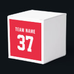 Custom Red Front & Back Sport Favour Box<br><div class="desc">Customisable design. Enter team and player name,  number or age.</div>