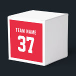 Custom Red Front & Back Sport Favour Box<br><div class="desc">Customisable design. Enter team and player name,  number or age.</div>