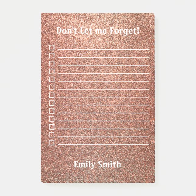 Custom Red Glitter Lined To Do List Post-it Notes (Front)