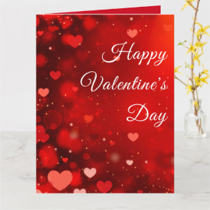 Custom Red Glittering Heart Glossy Valentine Card