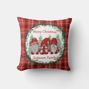 Custom Red Gnomes Merry Christmas Cushion