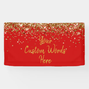 Custom Red & Gold Birthday Party Photo Booth Prop Banner