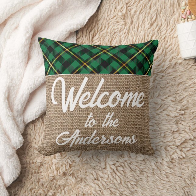 Custom Red Gold Buffalo Check Tartan Pattern  Cushion (Blanket)