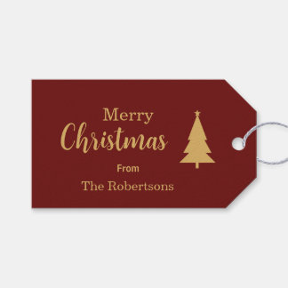 Custom Red & Gold Merry Christmas Gift Tags