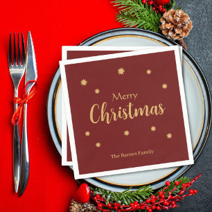 Custom Red & Gold Merry Christmas Napkin