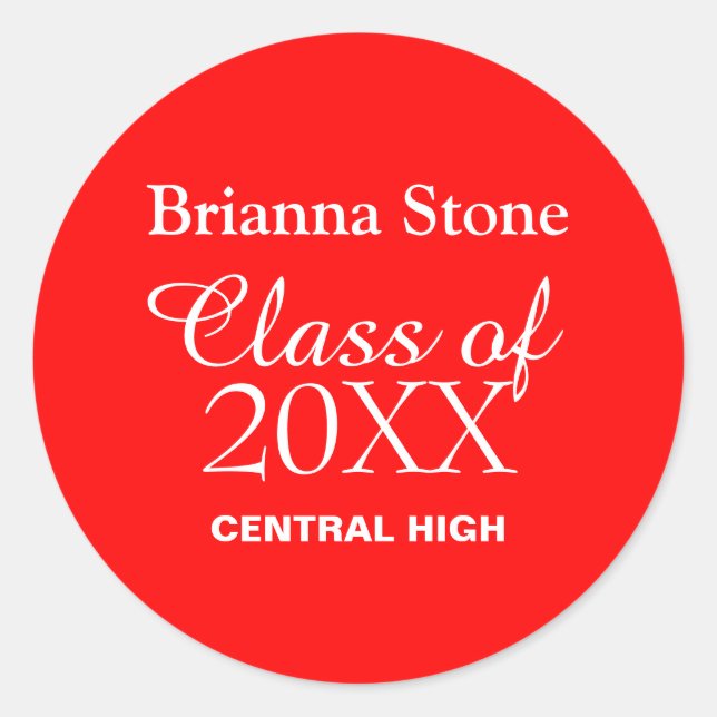 Custom Red Graduation Sticker with White Text (Front)