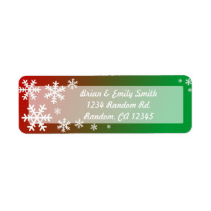 Custom red green Christmas snowflake return labels