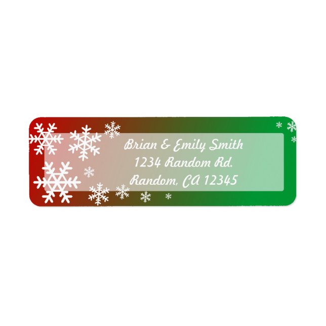 Custom red green Christmas snowflake return labels (Front)