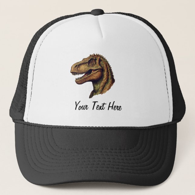 Custom Red Green Dinosaur T-Rex Tyrannosaurus      Trucker Hat (Front)