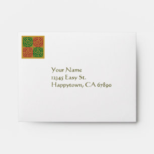 Custom Red Green Fleur-de-Lis A2 RSVP Envelope