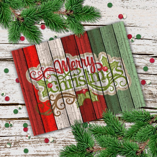 Custom Red Green Weathered Wooden Planks Pattern Card (Creator Uploaded)