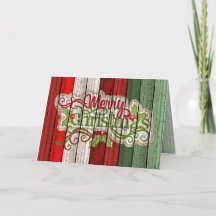Custom Red Green Weathered Wooden Planks Pattern