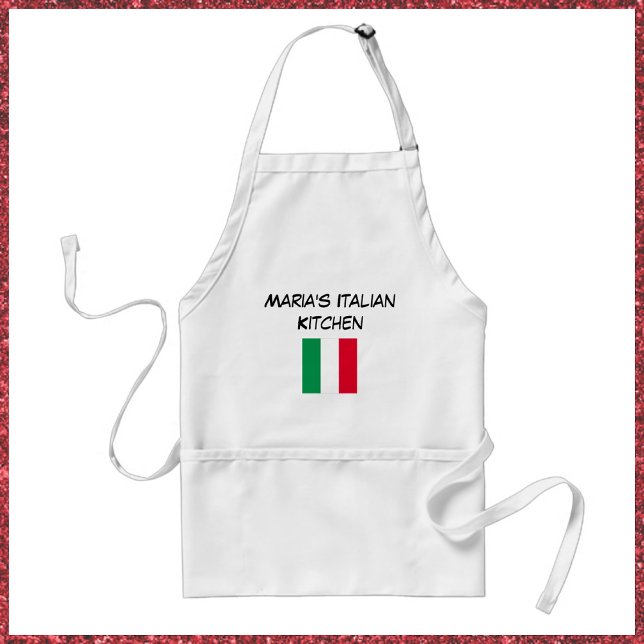 Custom Red Green & White Italian Flag Kitchen  Standard Apron (Bookmark my store: https://www.zazzle.com/store/capricepetit?rf=238091145531749709)