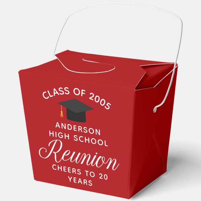 Custom Red High School Reunion Party Fortune Favour Box (Front)