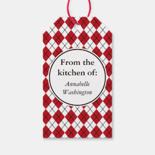 Custom Red Kitchen Baking Retro Holiday Gift Tags