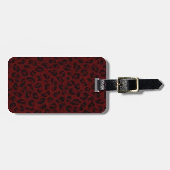 Custom Red Leopard Print Luggage Tag (Front Horizontal)