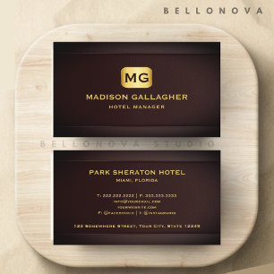 Custom Red Maroon Gold Hospitality Professional Business Card
