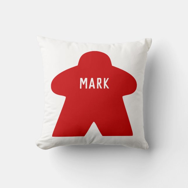 Custom Red Meeple Pillow | Single & Patterned (Front)