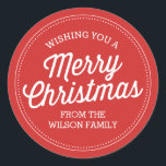 Custom Red Merry Christmas Stickers<br><div class="desc">Custom red holiday sticker design by Shelby Allison.</div>