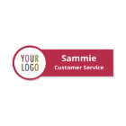 Custom Red Name Tag for Round Company Logo