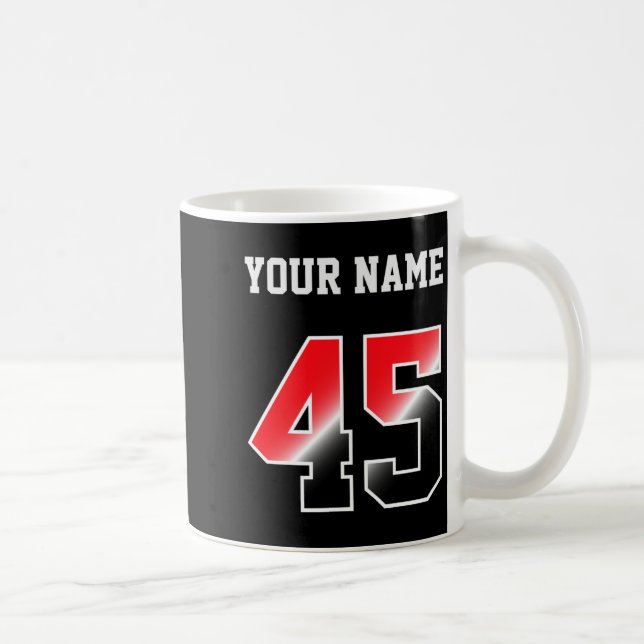 Custom Red Number 45 Personalized T Shirt  Coffee Mug (Right)
