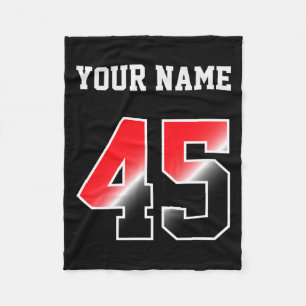 Custom Red Number 45 Personalized T Shirt Fleece Blanket
