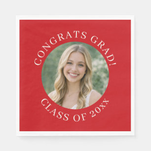 Custom Red Photo Graduation Congrats Grad Party Napkin