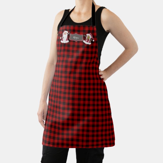 Custom Red Plaid Holiday Baking Apron (Insitu)