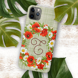 Custom Red Poppy Flowers White Yellow Daisy Floral iPhone 11Pro Max Case