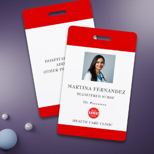 Custom Red Registered Nurse Employee Photo ID Badge