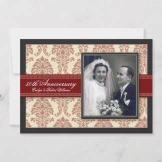:custom: Red Ribbon Damask Party Invitation