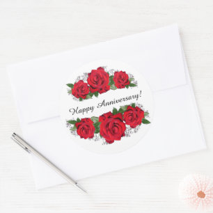 Custom Red Rose Photograph Borders Classic Round Sticker