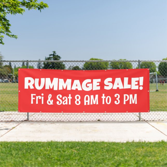 Custom Red Rummage Sale Banner (Insitu)