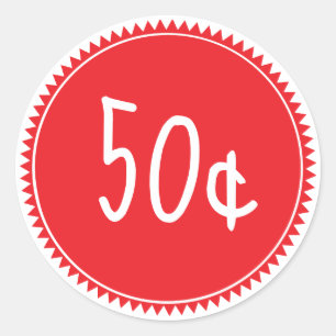 Custom Red Sale Price tag Round Sticker