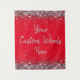 Custom Red Silver Birthday Party Photo Booth Prop Tapestry