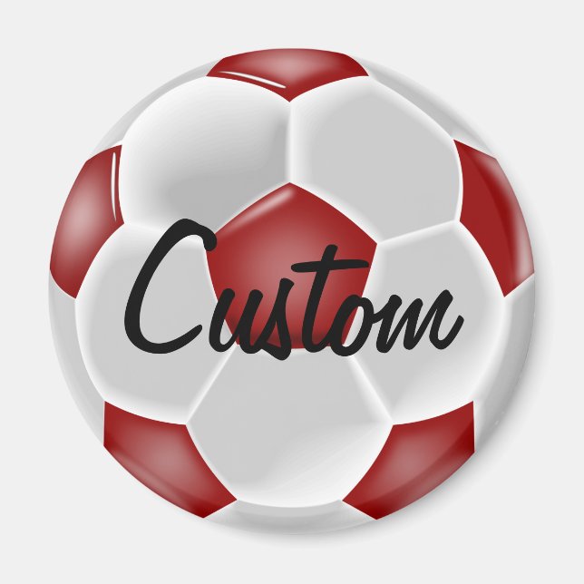 Custom Red Soccer Ball Magnet (Front)