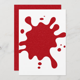 Custom Red Splatter White Flat Announcement Card