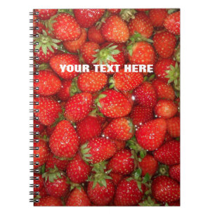 Custom red strawberry photo food journal notebook