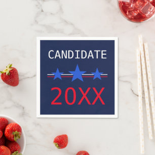 Custom Red Stripes And Blue Stars 2024 Elections Napkin