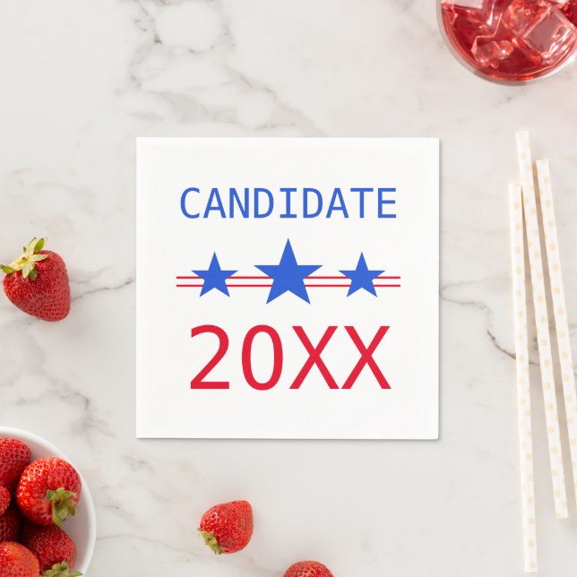 Custom Red Stripes And Blue Stars 2024 Elections Napkin (Insitu)