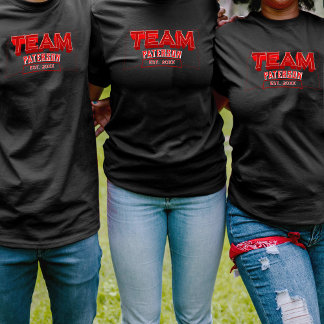 Custom Red Team Family Crew Name Sports Black  T-Shirt
