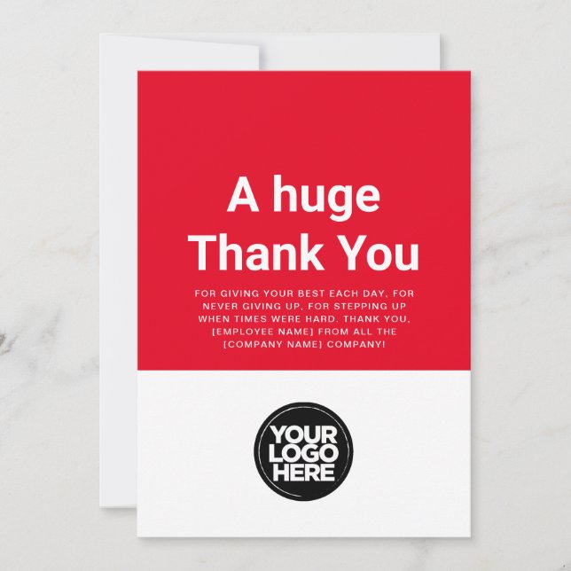 Custom Red Thank You Employee Appreciation Card (Front)