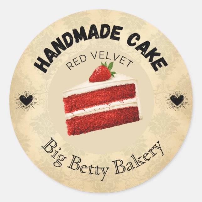 Custom Red Velvet Cake Labels | Personalised Baker (Front)