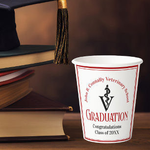 Custom Red Veterinary School Graduation Party Paper Cups