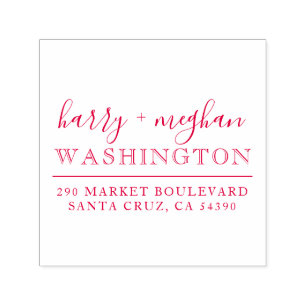 Custom Red Wedding Names Script Return Address Self-inking Stamp