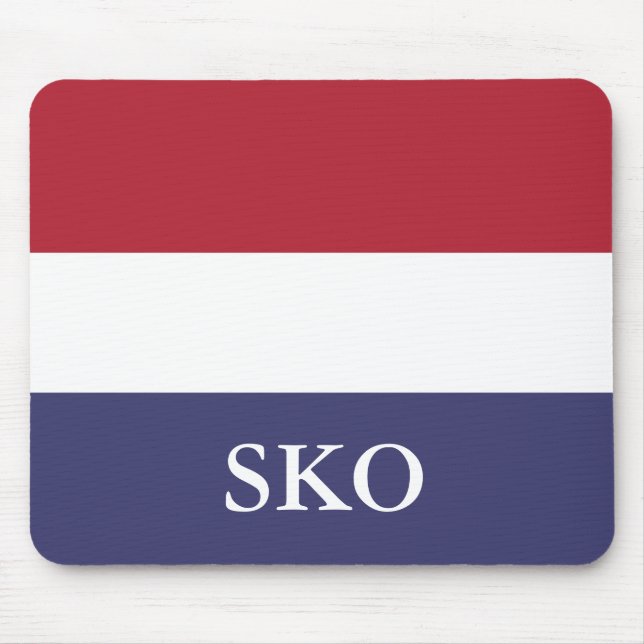 Custom Red White and Blue Striped Monogram Mouse Pad (Front)